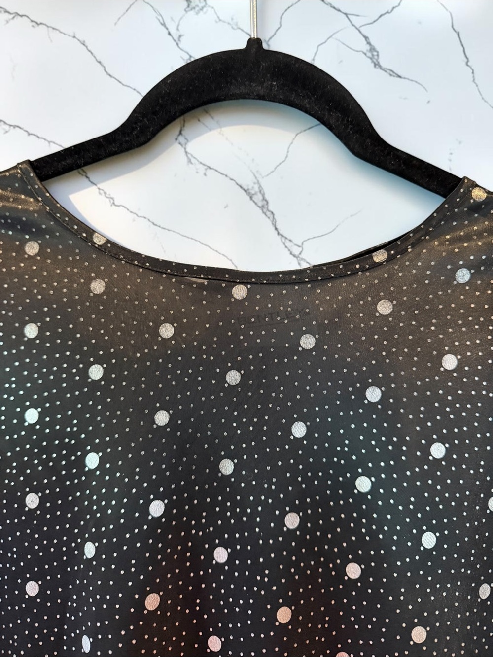 Women's Black Polka Dot Short Sleeve Blouse Bentley - Picture 4 of 10
